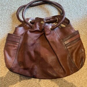 Elegant Brown Leather Tote/Saddle Bag
